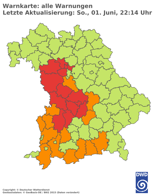Aktuelle Wetterwarnungen für  Ebersberg