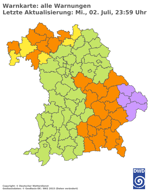 Aktuelle Wetterwarnungen für  Ebersberg