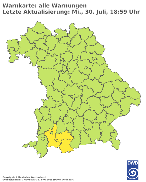 Aktuelle Wetterwarnungen für  Ebersberg