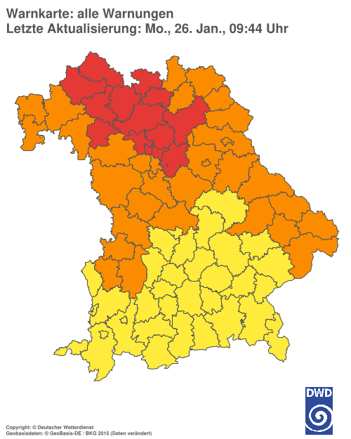 Aktuelle Wetterwarnungen für Ebersberg