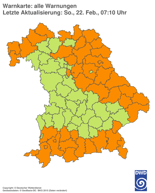 Aktuelle Wetterwarnungen für Ebersberg