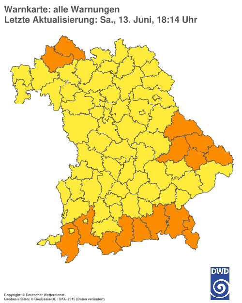 Aktuelle Wetterwarnungen für Ebersberg
