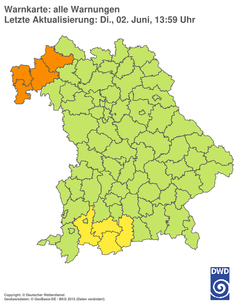 Aktuelle Wetterwarnungen für Ebersberg