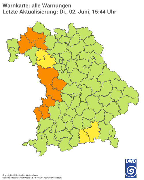 Aktuelle Wetterwarnungen für Ebersberg