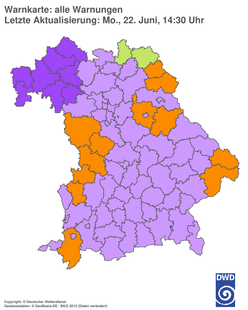 Aktuelle Wetterwarnungen für Ebersberg