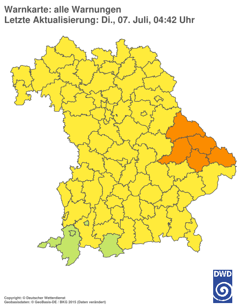 Aktuelle Wetterwarnungen für Ebersberg