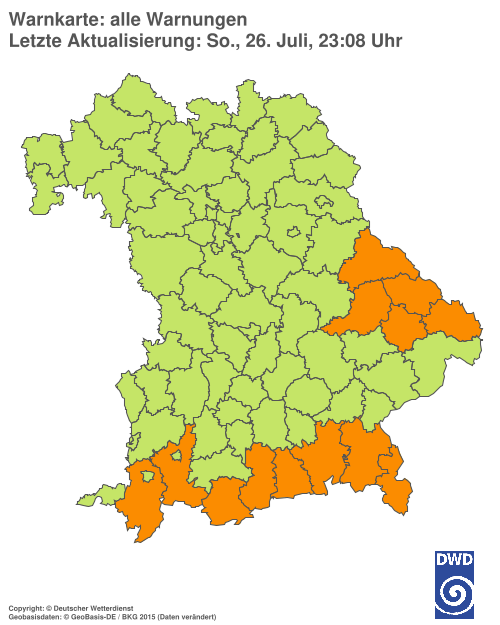 Aktuelle Wetterwarnungen für Ebersberg