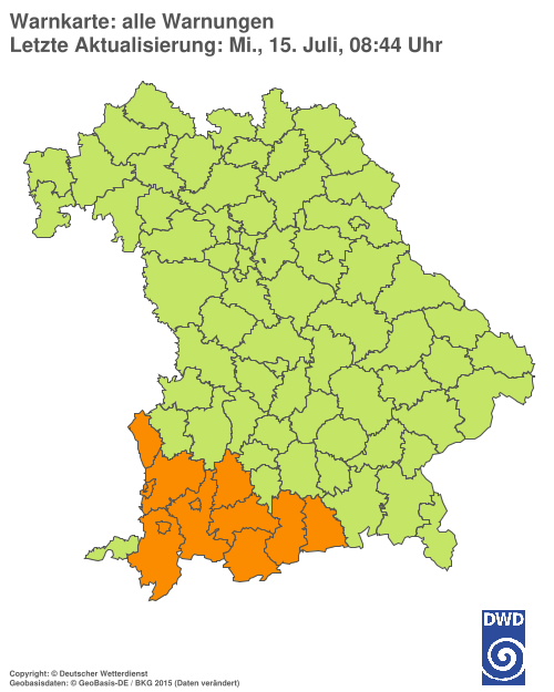 Aktuelle Wetterwarnungen für Ebersberg