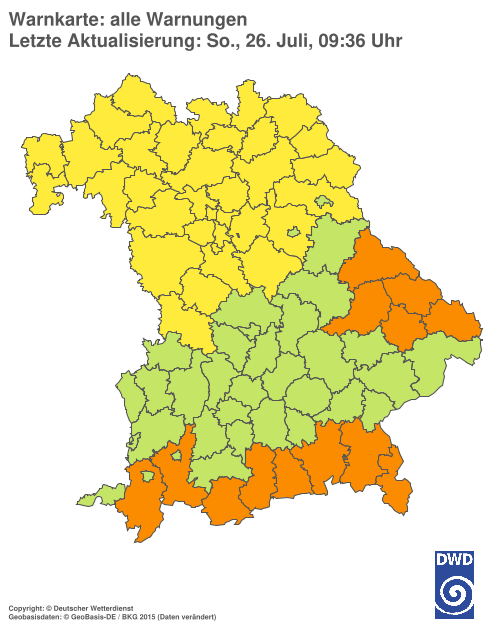 Aktuelle Wetterwarnungen für  Ebersberg