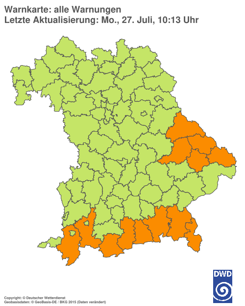 Aktuelle Wetterwarnungen für Ebersberg