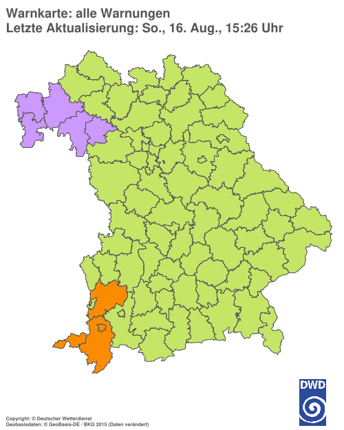 Aktuelle Wetterwarnungen für Ebersberg