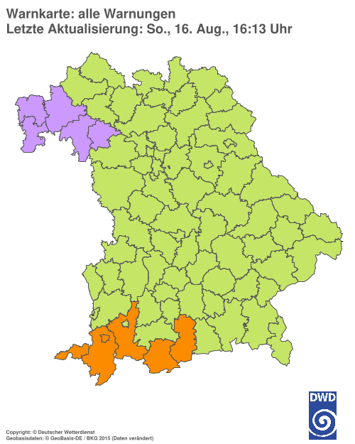 Aktuelle Wetterwarnungen für Ebersberg