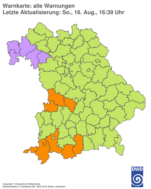 Aktuelle Wetterwarnungen für Ebersberg