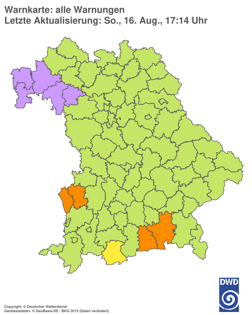 Aktuelle Wetterwarnungen für Ebersberg