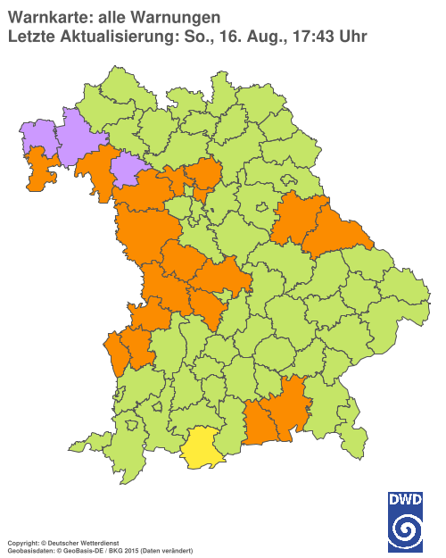 Aktuelle Wetterwarnungen für Ebersberg