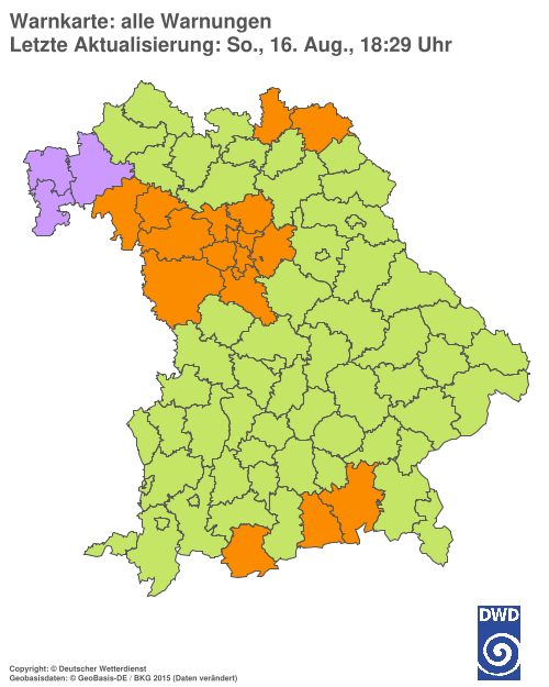 Aktuelle Wetterwarnungen für Ebersberg