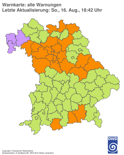 Aktuelle Wetterwarnungen für Ebersberg