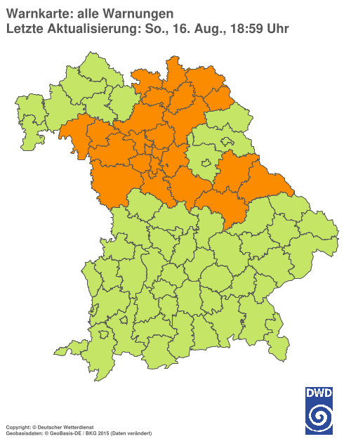 Aktuelle Wetterwarnungen für Ebersberg