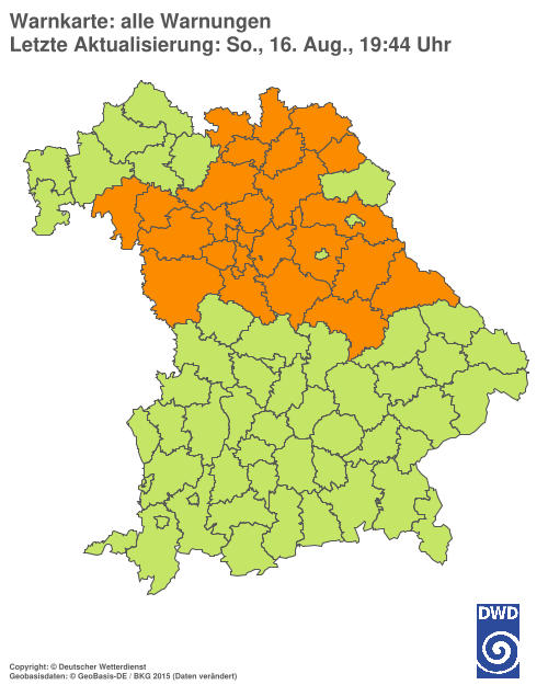 Aktuelle Wetterwarnungen für Ebersberg