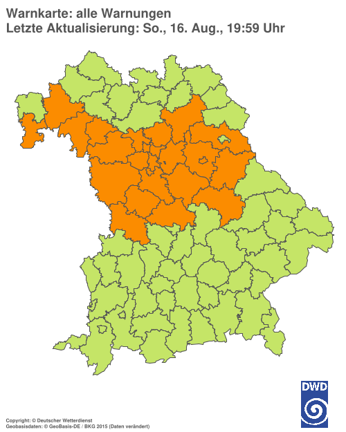 Aktuelle Wetterwarnungen für Ebersberg