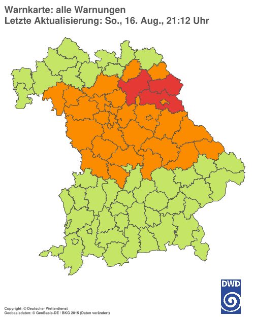 Aktuelle Wetterwarnungen für Ebersberg