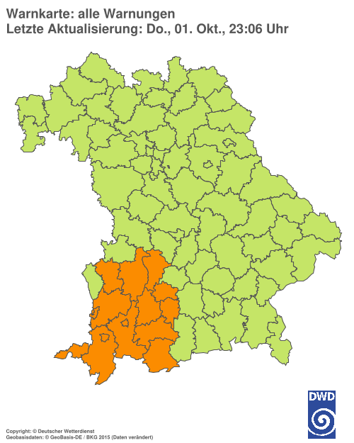 Aktuelle Wetterwarnungen für Ebersberg