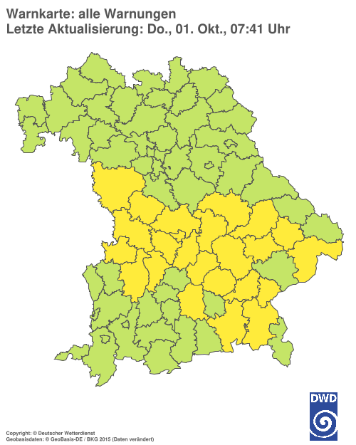 Aktuelle Wetterwarnungen für Ebersberg