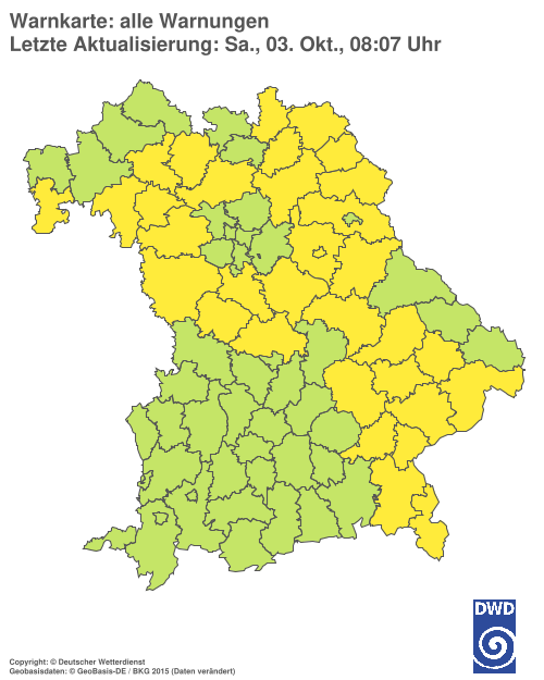 Aktuelle Wetterwarnungen für Ebersberg