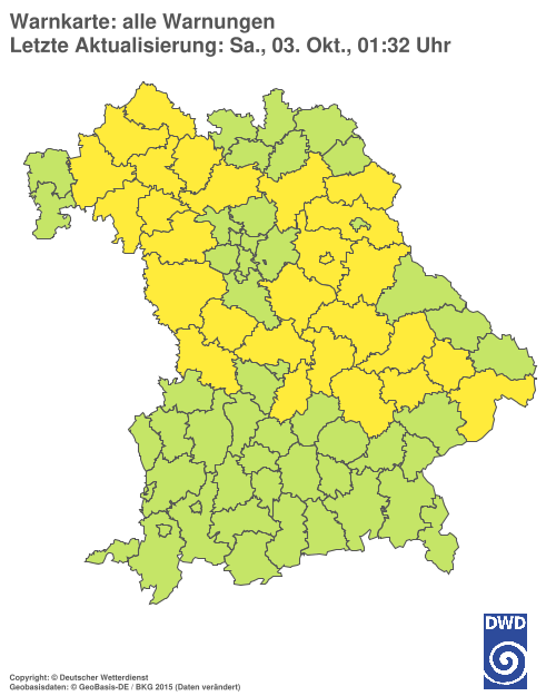 Aktuelle Wetterwarnungen für Ebersberg