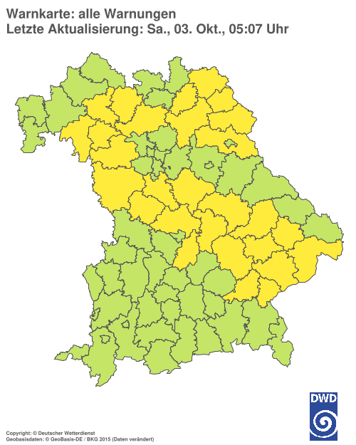Aktuelle Wetterwarnungen für Ebersberg