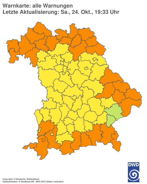 Aktuelle Wetterwarnungen für Ebersberg