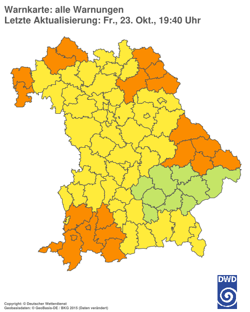 Aktuelle Wetterwarnungen für Ebersberg