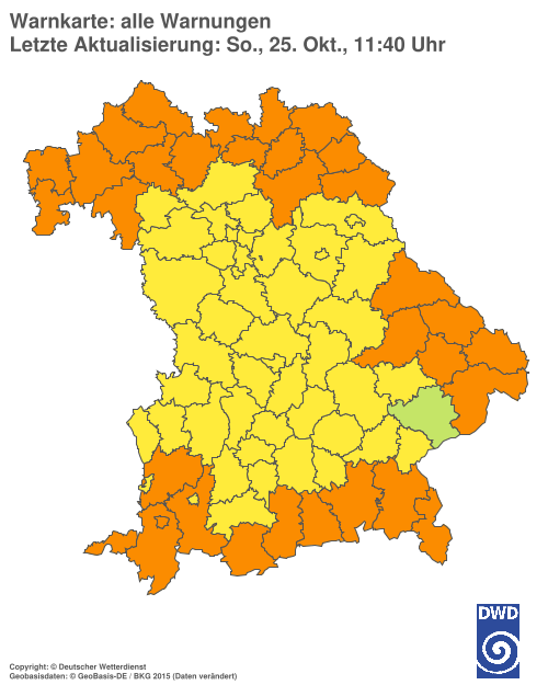 Aktuelle Wetterwarnungen für Ebersberg