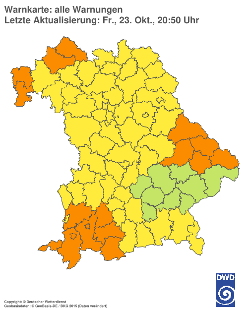 Aktuelle Wetterwarnungen für Ebersberg