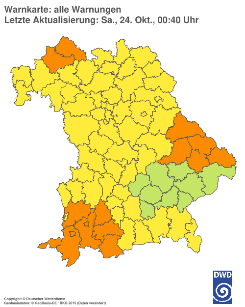 Aktuelle Wetterwarnungen für Ebersberg