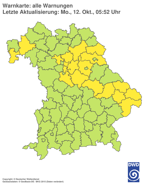 Aktuelle Wetterwarnungen für Ebersberg