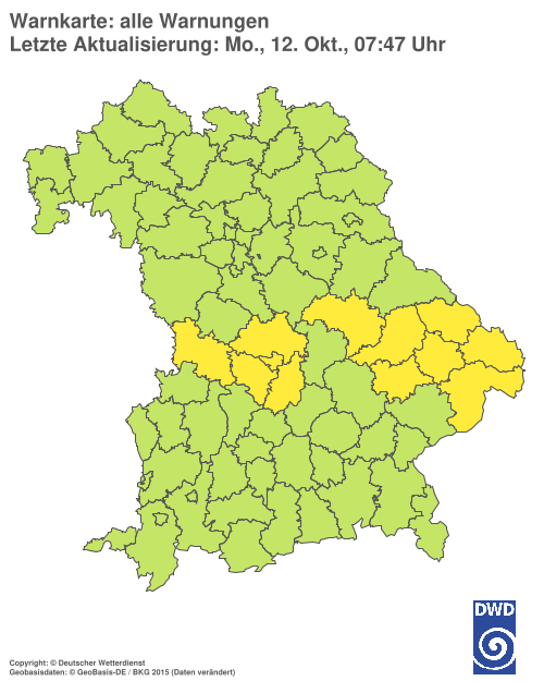 Aktuelle Wetterwarnungen für Ebersberg