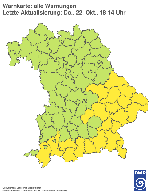 Aktuelle Wetterwarnungen für Ebersberg