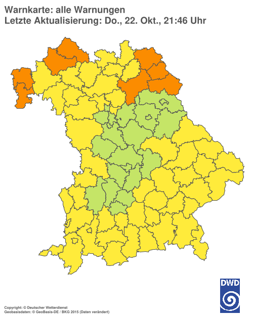 Aktuelle Wetterwarnungen für Ebersberg