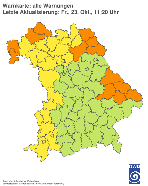 Aktuelle Wetterwarnungen für Ebersberg