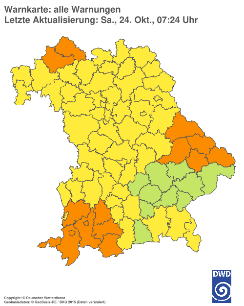 Aktuelle Wetterwarnungen für Ebersberg
