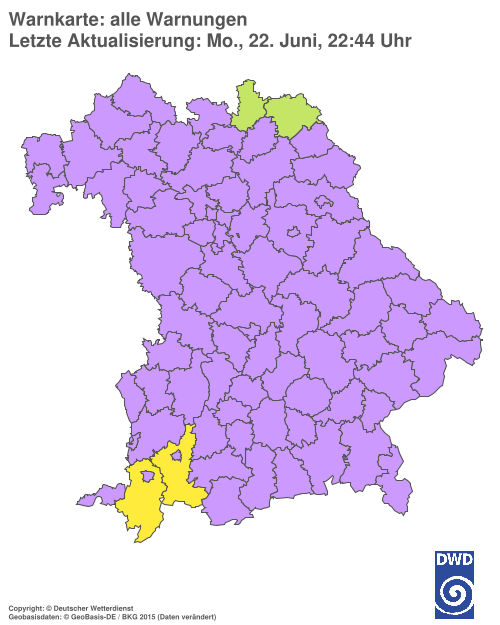 Aktuelle Wetterwarnungen für Ebersberg