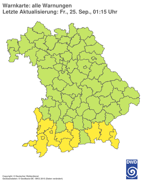 Aktuelle Wetterwarnungen für Ebersberg