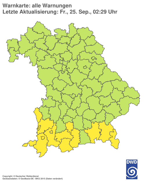Aktuelle Wetterwarnungen für Ebersberg